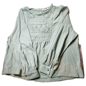 Fat Face UK 100% Cotton Broderie Eyelet Blouse - Sage Green - US Size 20
